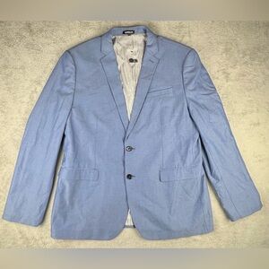 EXPRESS SLIM SUIT JACKET MENS 46R BLUE COTTON MODERN BLAZER SEPARATE $298 NEW